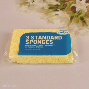 Hot selling 3pcs kitchen cleaning wood pulp cotton sponge block