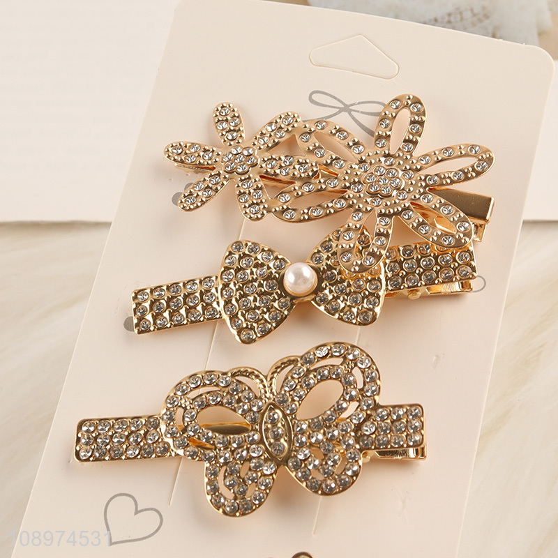 High Quality 5PCS Metal Rhinestone Hair Clips for Women Girls