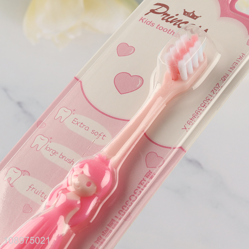 Good quality pink children princess oral care toothbrush