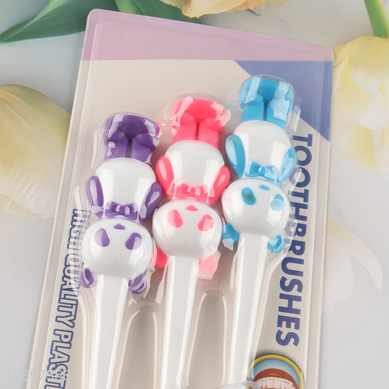 Best selling cartoon panda 3pcs kids soft toothbrush set