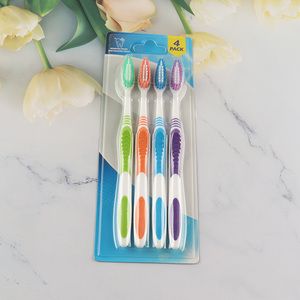 New product 4pcs multicolor soft bristle adult toothbrush set for sale