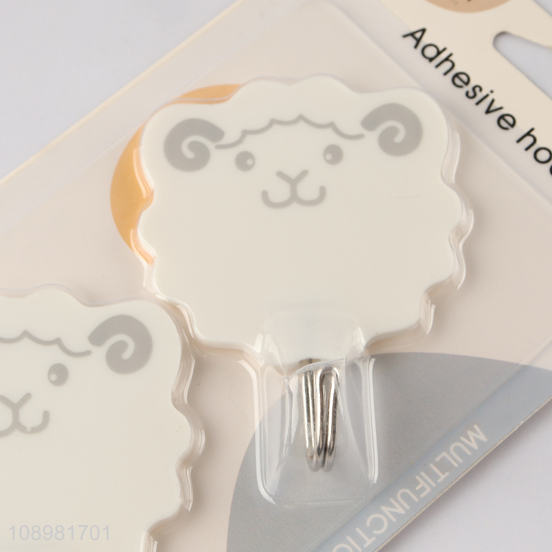 China wholesale 2pcs sheep shape sticky hook adhesive hook for household