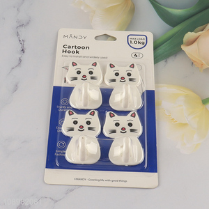 Good sale cartoon cat shape 4pcs sticky hook adhesive hook