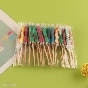 Factory supply umbrella shaped wooden fruits pick for decoration