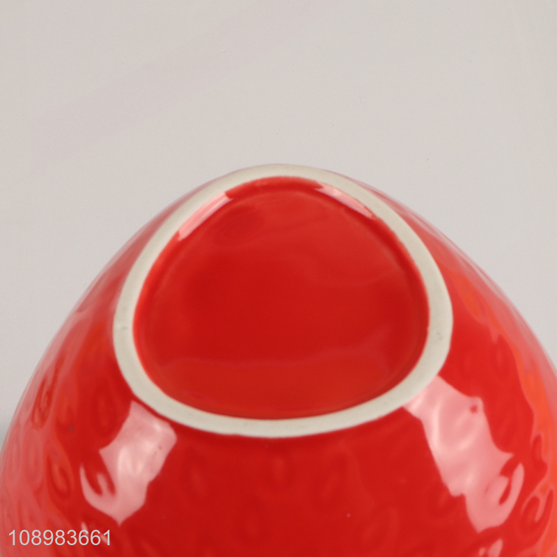 High Quality Strawberry Shaped Ceramic Salad Bowl for for Soup Cereal