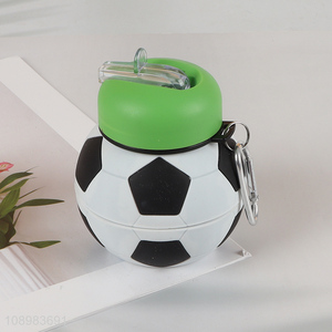 New Product Clip-On Collapsible BPA-Free Silicone Soccer Ball Water Bottle