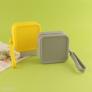 Top sale square portable travel silicone makeup bag cosmetic bag