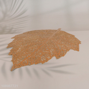 Wholesale Leaf Shaped Placemat Non-slip Metallic Placemat for Dining Table