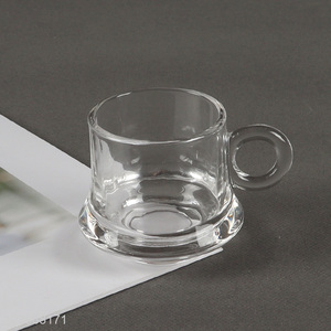 Factory Wholesale 80ml Glass Teacup Milk Coffee Cup With Handle