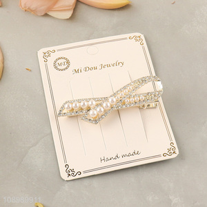 Best sale alloy hair accessories girls diamond-encrusted <em>hairpin</em> with pearl