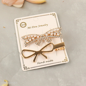 Hot products fashionable alloy girls <em>hairpin</em> diamond-encrusted <em>hairpin</em> with pearl