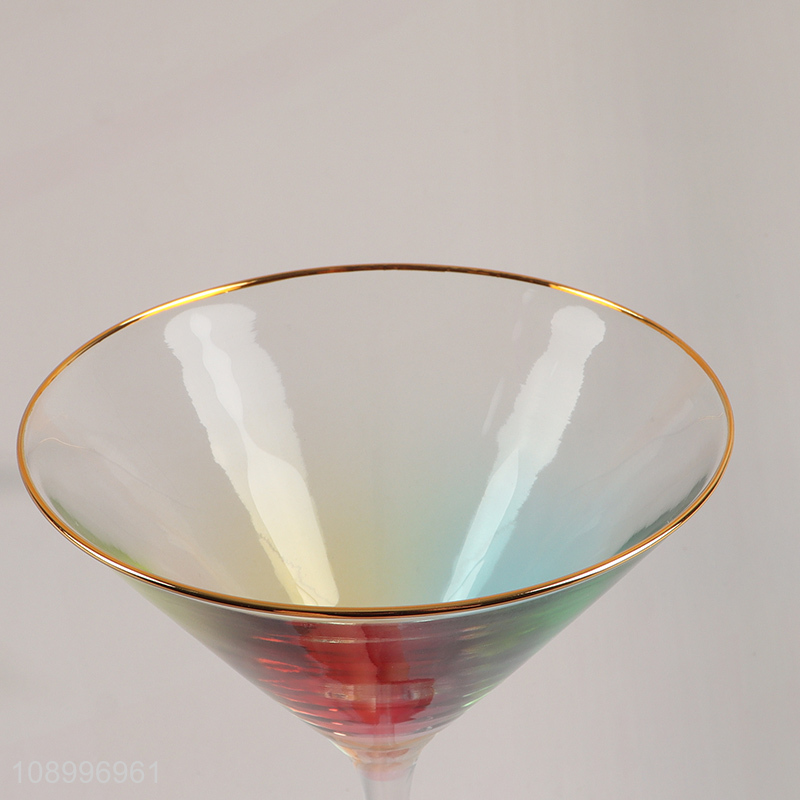 Wholesale Rainbow Color Glass Corktail Glasses Martini Glasses for Margaritas