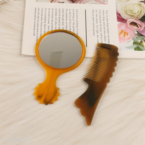 Popular products portable mini makeup mirror hair comb set for sale