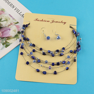 Wholesale Multi-Layered Beaded Necklace and Earring Set for Women and Girls