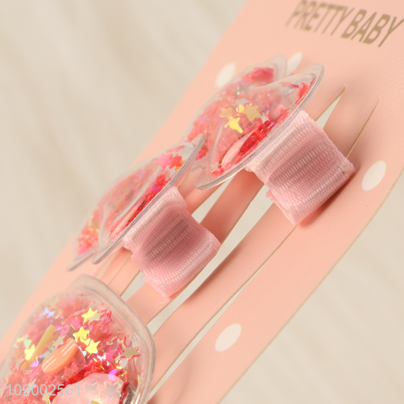 Wholesale 3PCS Quicksand Sequin Hairpins Snap Hair Clips for Kids Girls