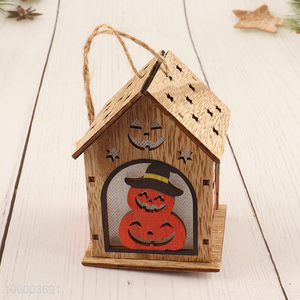 High Quality Hanging Halloween Led Light Wooden House for Halloween Decor