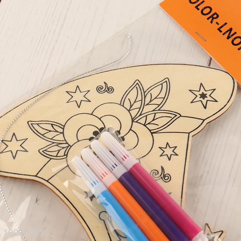 Factory Supply Halloween DIY Coloring Wooden Craft Kit for Home Decoration