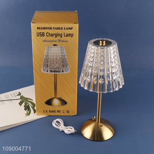 Hot Selling Crystal Table Light 3 Colors Stepless Dimmable Touch  USB Rechargeable Night Light