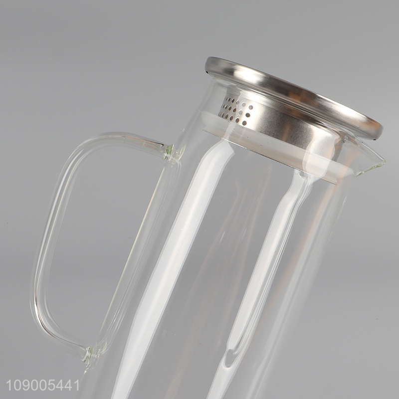 Yiwu market clear large capacity 1200ml glass water jug tea pot