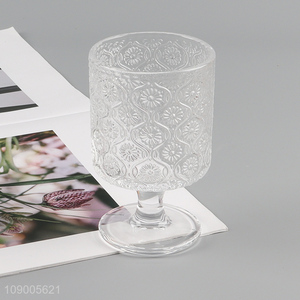 Top quality clear glass embossed coffee cup juice cup wine glasses