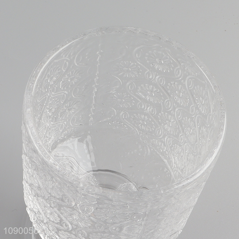 Top quality clear glass embossed coffee cup juice cup wine glasses