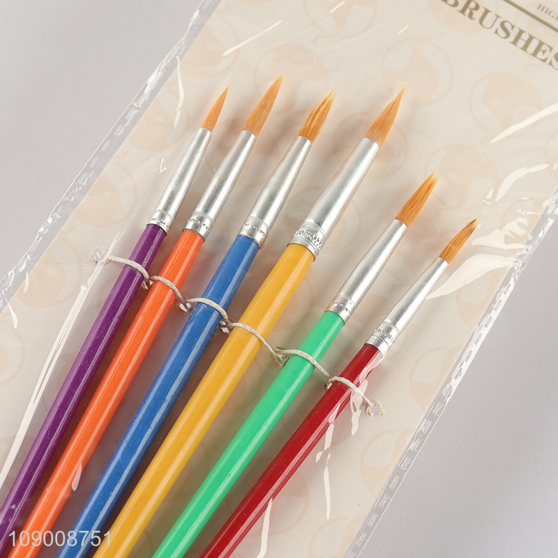 Good Quality 6PCS Nylon Bristle Artist Paint Brushes for Watercolor