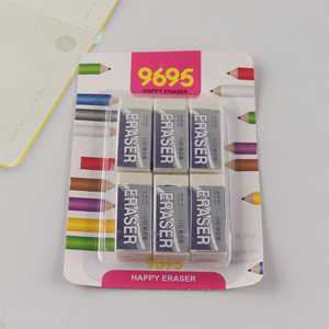 Hot Selling 6PCS Rectangular Erasers School Stuent Office Supplies