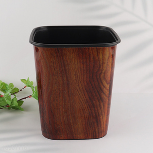 New Product Wood Grain Trash Can Plastic Garbage Container Bin Wastebasket