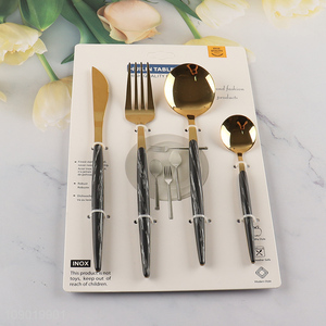 New Product 4PCS Luxury Stainless Steel Flatware Set Polished Cutlery Set