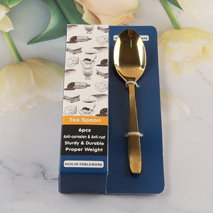 High Quality 6PCS Titanium Gold Plating Stainless Steel Tea Spoons for Coffee