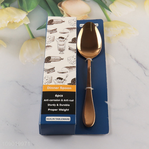 Popular Product 6PCS Rose Gold Stainless Steel Dinner Spoons Set for Home