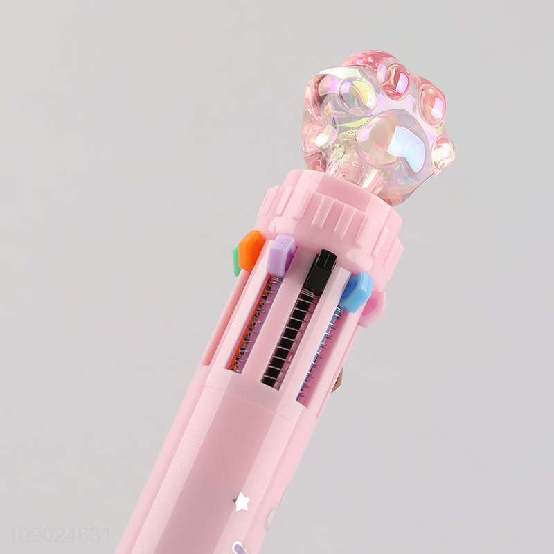 Wholesale 10-In-1 Retractable Ballpoint Pen Cartoon Cat Paw Ballpoint Pen