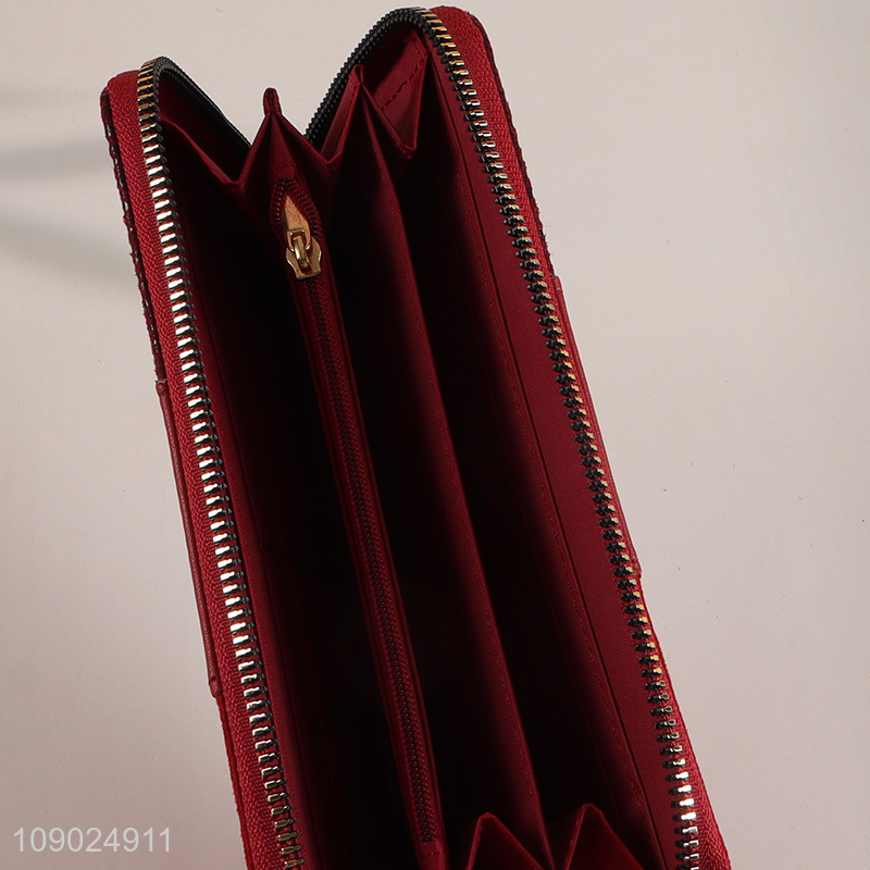 Top products red women long style fashionable wallet for gifts