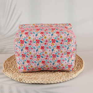 Hot items flower printed travel makeup bag cosmetic bag with zipper