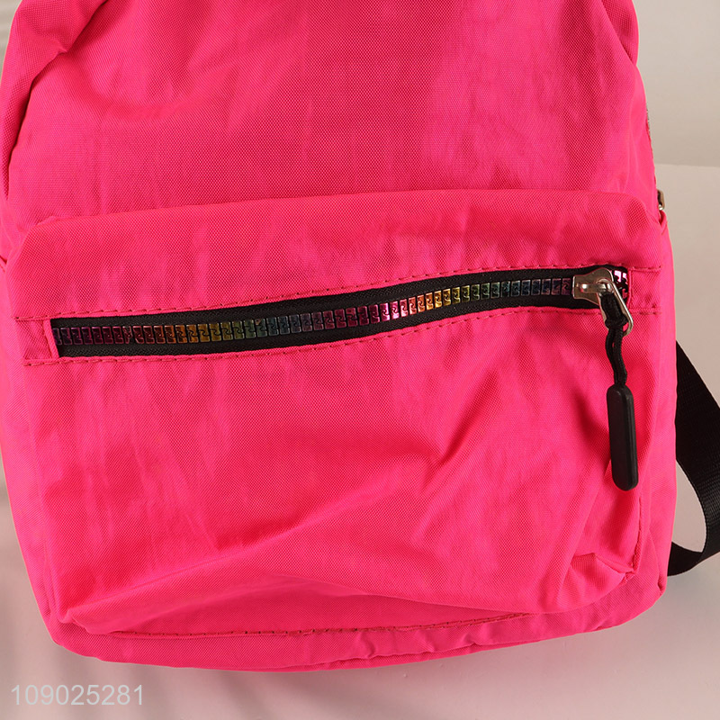 China wholesale rose red lightweight outdoor casual sports backpack for women