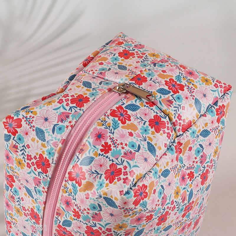 Hot items flower printed travel makeup bag cosmetic bag with zipper