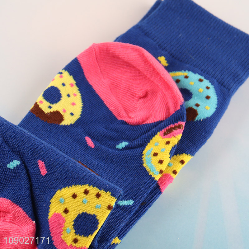 Best selling cartoon donut pattern men women casual cotton socks