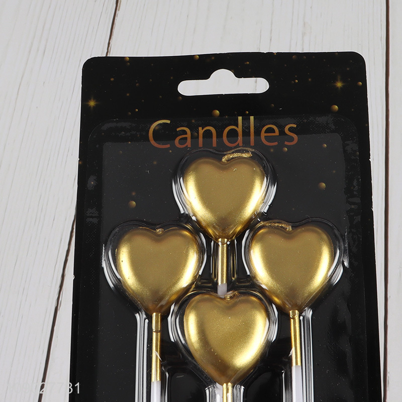 China factory golden heart shape festival cake candle decorative candle set