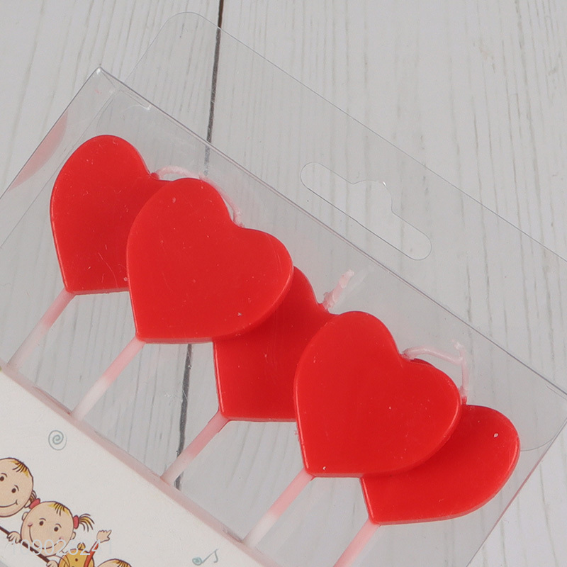 Hot items heart shape red birthday cake candle party candle set for sale