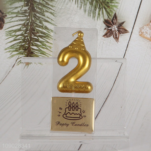 Top selling golden cupcake number candle birthday cake candle for decoration