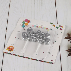 Good price happy birthday silver birthday cake candle cupcake candle set