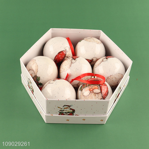 Yiwu market round Santa Claus pattern Christmas hanging ornaments Christmas ball