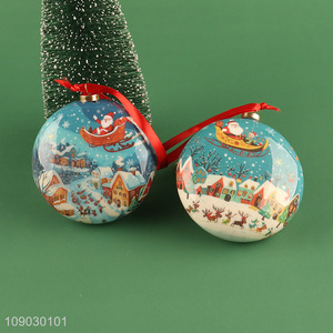 Yiwu market cartoon printed Christmas ball Christmas tree hanging ornaments