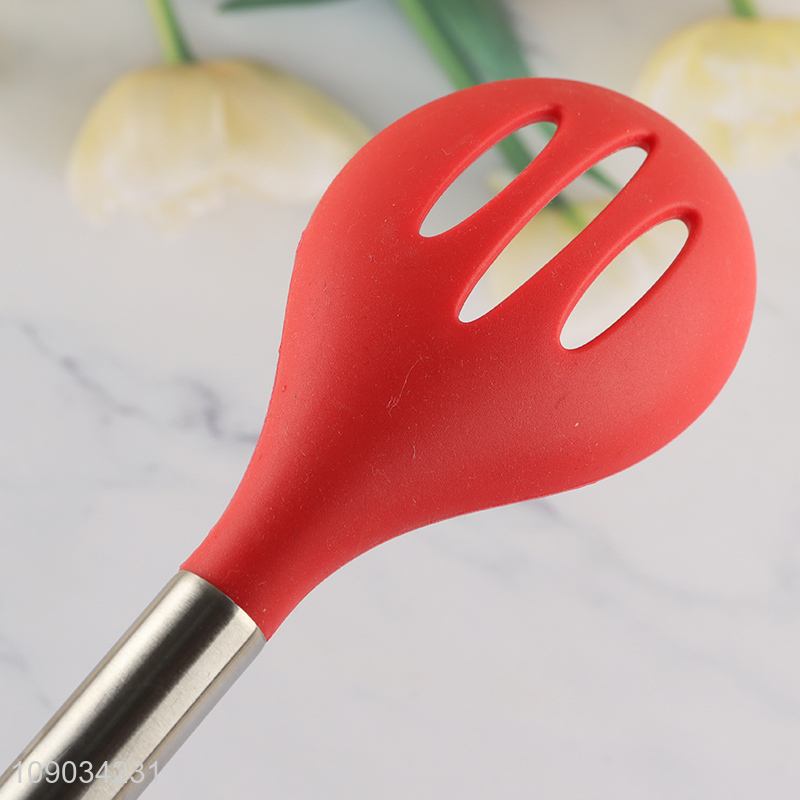 Hot products long handle silicone slotted ladle home kitchen utensils