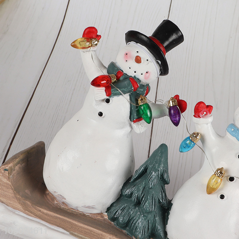 Wholesale LED Christmas Snowman Resin Figurines Christmas Statues Christmas Ornaments