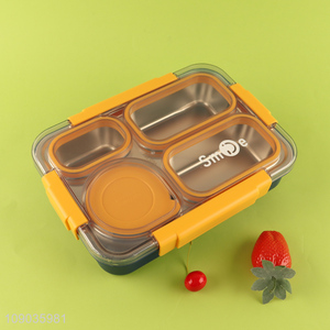 Top selling stainless steel reusable 4compartment leak proof lunch box