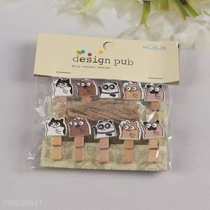 Good Quality 10PCS Cartoon <em>Wooden</em> Clothespins Wood Clips for <em>Craft</em> Hanging