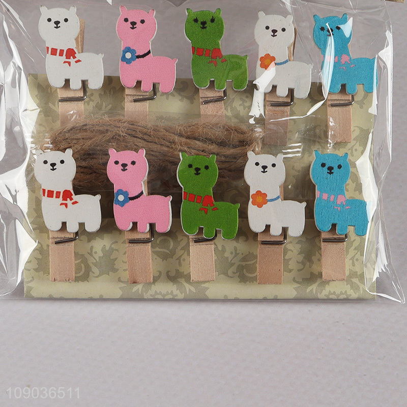 Hot Selling 10PCS Mini Wooden Clothespins Multipurpose Cartoon Wooden Clips