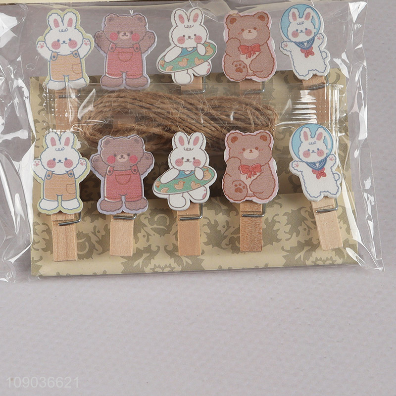 Online Wholesale 10PCS Cartoon Wooden Clips Clothes Pins for Photo Hanging