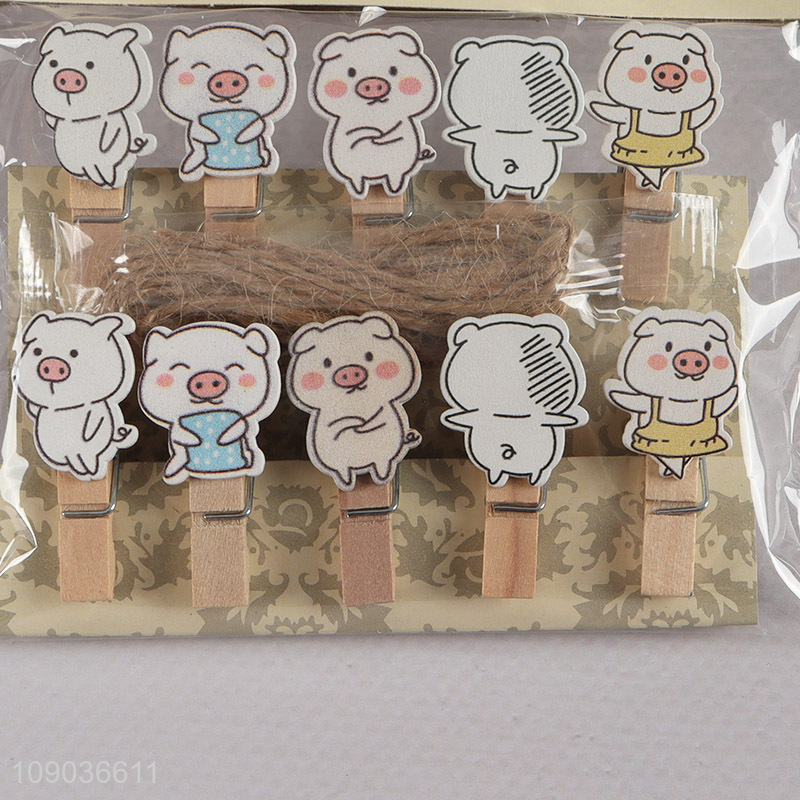 New Arrival 10PCS Mini Wooden Clothespins Multipurpose Cartoon Wooden Clips